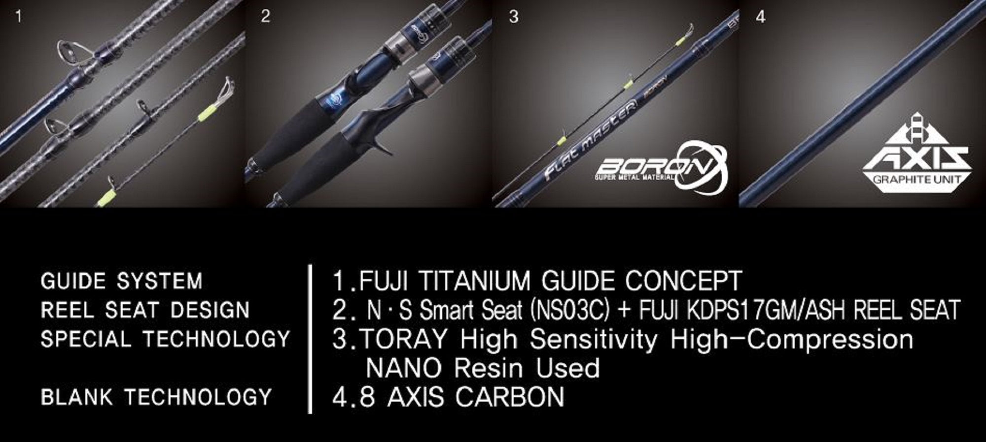 NS Black Hole Rod Baitcast Flat Master Boron B66-50 (8411)